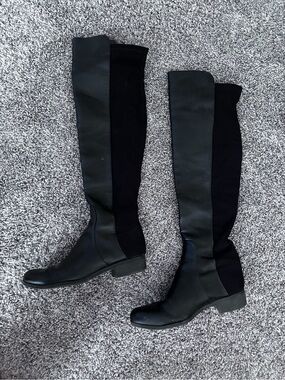 Women's Black Over-the-Knee Stretch Panel Riding Boots